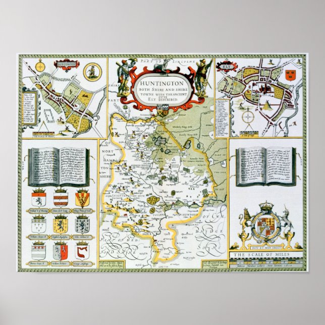 Póster Huntington, grabado por Jodocuments Hondius (Frente)