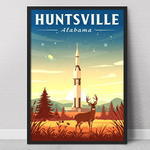 Póster Huntsville Alabama Antiguo
