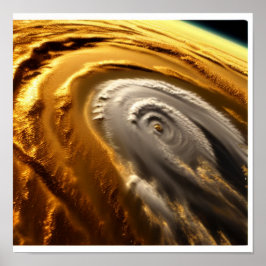 Póster Huracán dorado y blanco