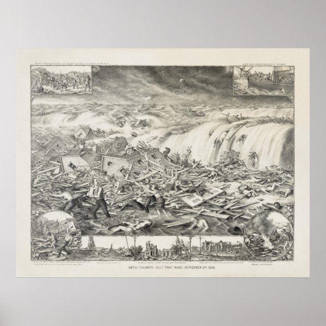 PÓSTER HURACÁN GALVESTON 1900 (Frente)