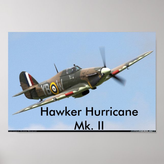 Póster Huracán Hawker, Huracán Hawker Mk. II (Frente)