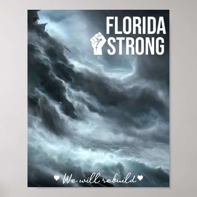 Póster Huracán Ian Florida Fuerte Reconstruiremos La Plaz (Frente)