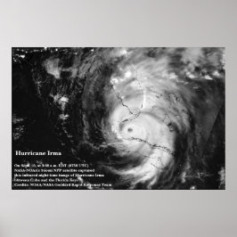 Póster Huracán Irma Poster de imágenes por satélite infra