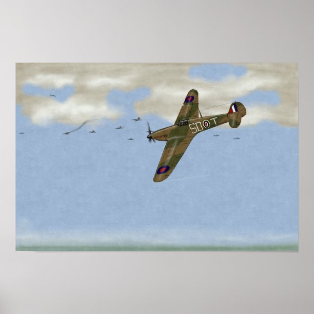 Póster Huracanes 'Sent Packing' de 801 Escuadrón 1940 (Frente)