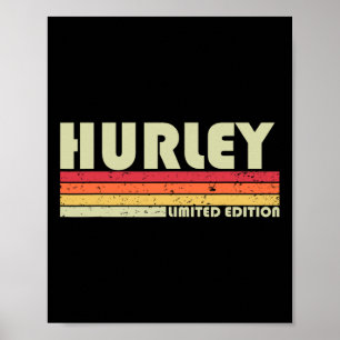 Póster Hurley Surname Fun Retro Vintage años 90 Cumpleaño