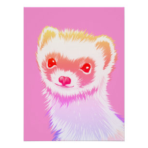 Póster Hurón Arcoíris Pastel - Arte de Mascota Rosa Lindo