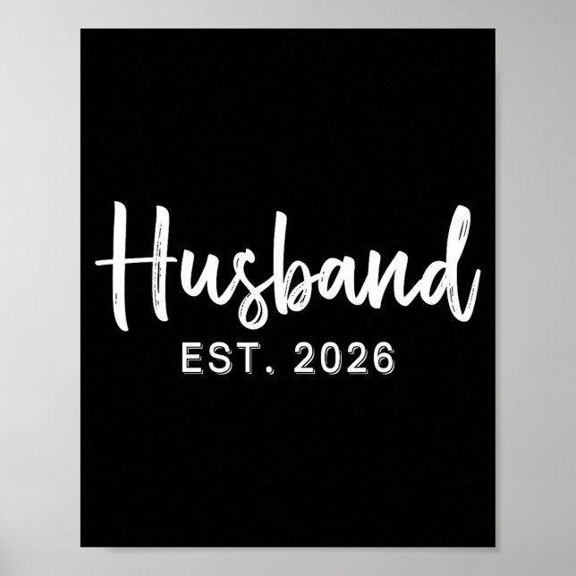 Póster Husband Est 2026 Hubby Just Married Honeymoon Wedd (Frente)