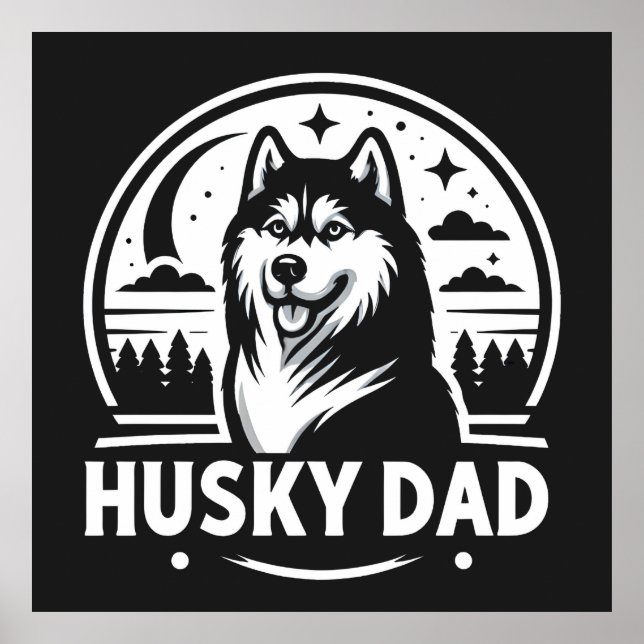 Póster Husky Dad Gige Dog Owner Siberian Huskies Padre (Frente)