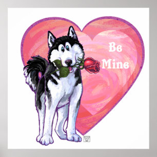 Póster Husky El día de San Valentín