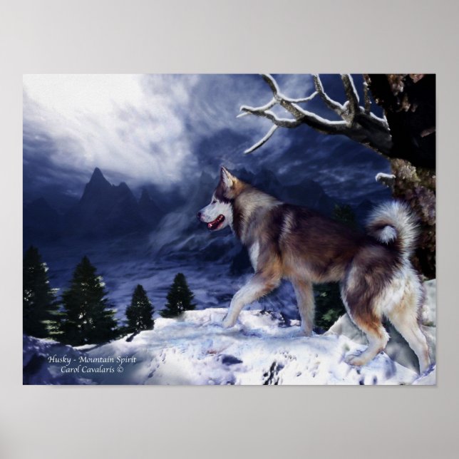 Póster Husky - Mountain Spirit Art Poster/Print (Frente)