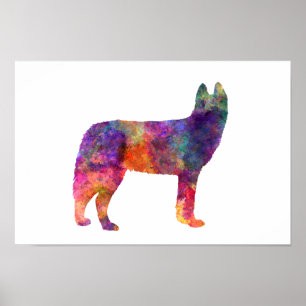 Póster Husky siberiano 01 en acuarela