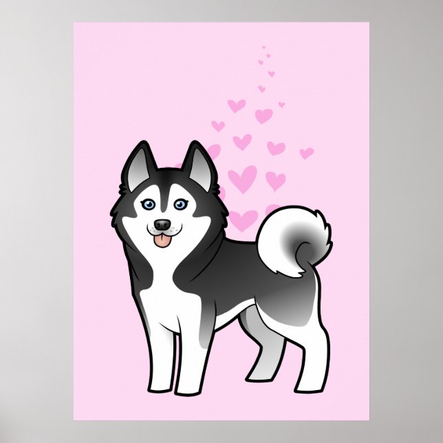 Póster Husky siberiano / Amor Malamute de Alaskan (Frente)