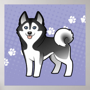 Póster Husky siberiano del dibujo animado/Malamute de