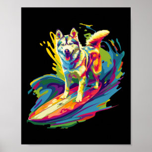 Póster Husky surfista