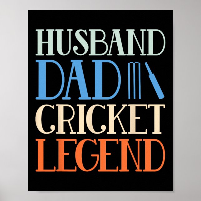 Póster Husnd Dad Cricket Legend - Funny Cricket Player Co (Frente)