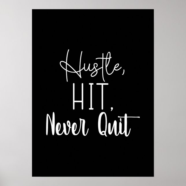 Póster Hustle, Hit, Never Quit - Gym, Success Motivation (Frente)