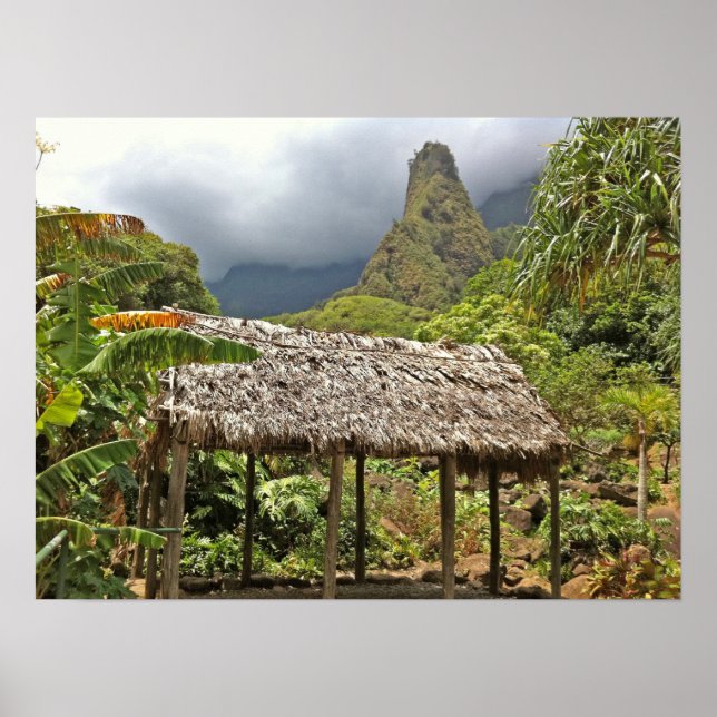 Póster Hut en el Parque Estatal Iao Valley, Maui, Hawaii (Frente)