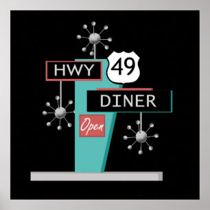 Póster HWY 49 Diner Poster