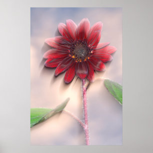 Póster Hybrid sunflower blowing in the wind