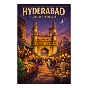 Póster Hyderabad, India, en un clásico viaje retro