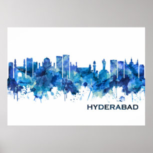 Póster Hyderabad Telangana Skyline Blue