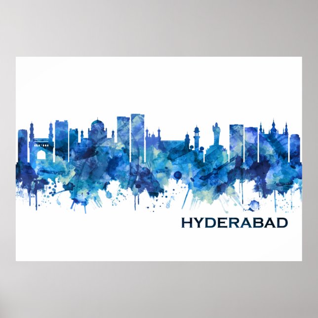 Póster Hyderabad Telangana Skyline Blue (Frente)