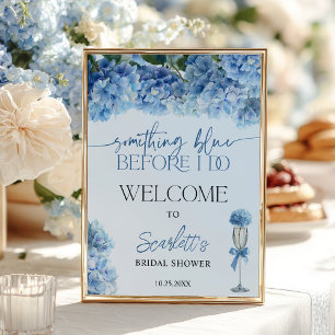 Póster Hydrangea Azul Algo Azul Bienvenida Despedida de S