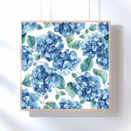 Póster Hydrangea Blues | Patrón de flores de acuarela