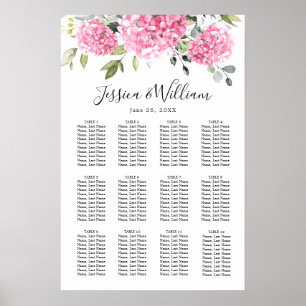 Póster Hydrangea Rosa Floral 12 Mesas de asiento