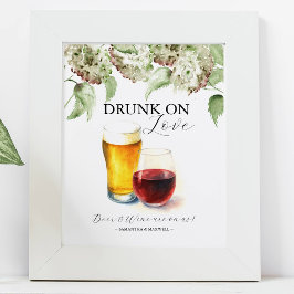 Póster Hydrangea Wedding Decor Open Bar Signs
