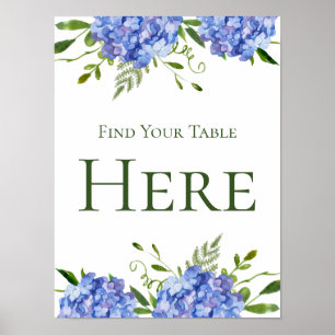 Póster Hydrangeas Azules Encuentre Su Mesa Aquí