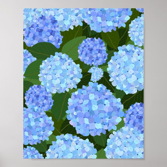 Póster Hydrangeas Blue Light (Frente)