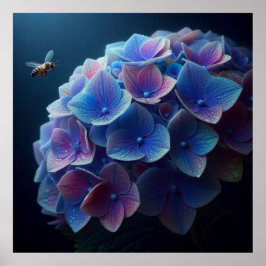 Póster Hydrangeas Floral Púrpura y Azul