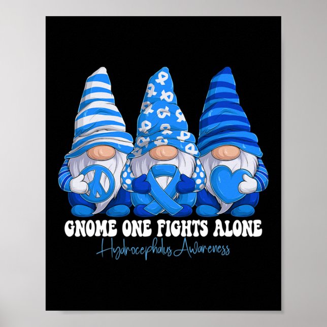 Póster Hydrocephalus Awareness Mes Gnomías de Cinta Azul (Frente)