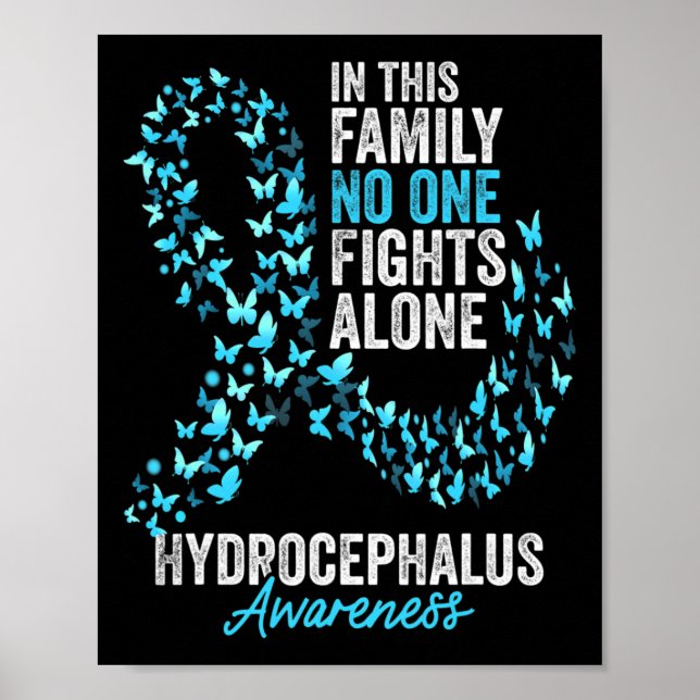 Póster Hydrocephalus Awareness Month Butterflies Light Bl (Frente)