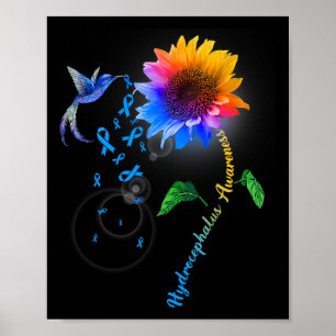 Póster Hydrocephalus Conciencia Blue Sunflower Hummingbir