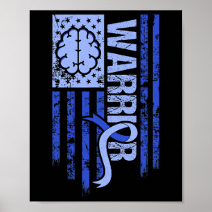 Póster Hydrocephalus Warrior Flag Blue Ribbon Awareness M