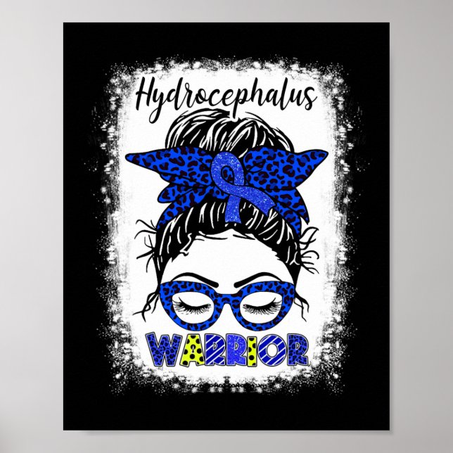 Póster Hydrocephalus Warrior Messy Bun Blue Ribbon Leopar (Frente)