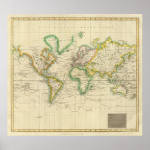 Póster Hydrographical chart of the World