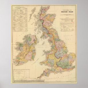 Póster Hydrographical map, British Isles