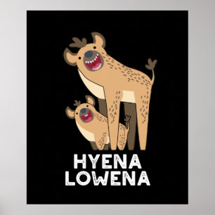 Póster Hyena Lowena Graciosa Animal Hyena Pun Dark BG