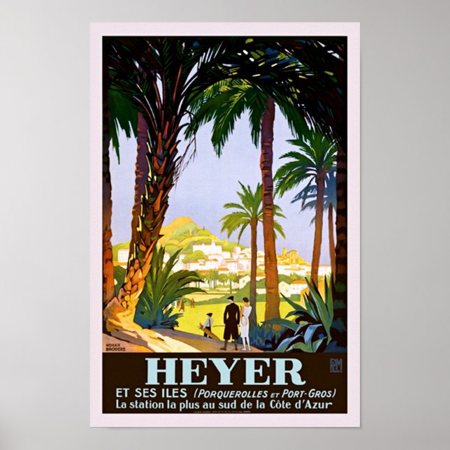 Póster Hyeres Francia Poster de publicidad de viajes de v (Frente)