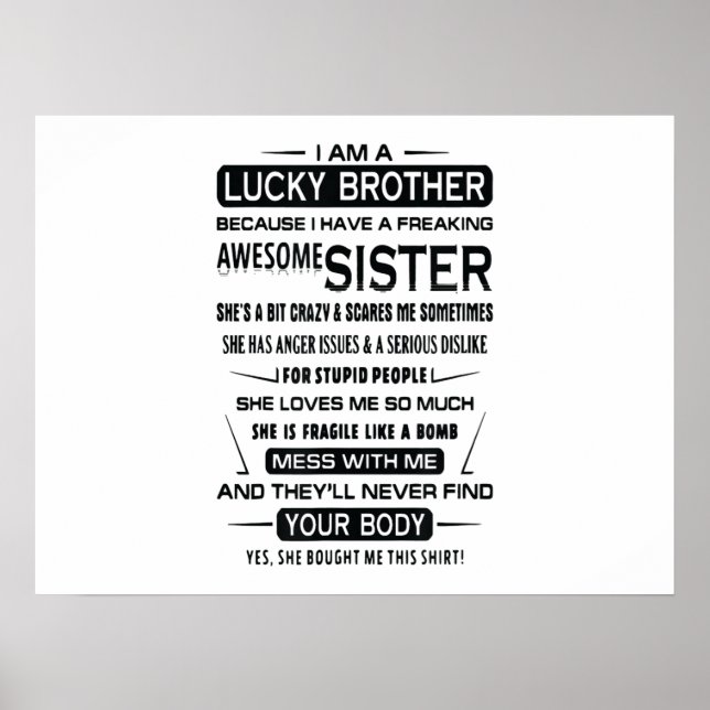 Póster I Am A Lucky Brother Christmas Gifts For Brother (Frente)