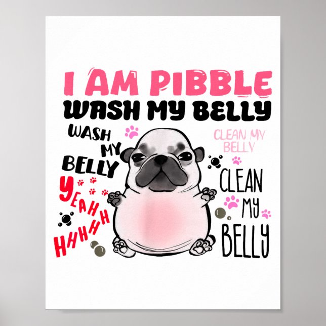 Póster I Am Bble Wash My Belly Bble Meme Funny Dog Brainr (Frente)