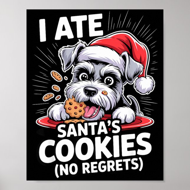Póster I Ate Santas Cookies Puppy Funny Christmas Mini Sc (Frente)