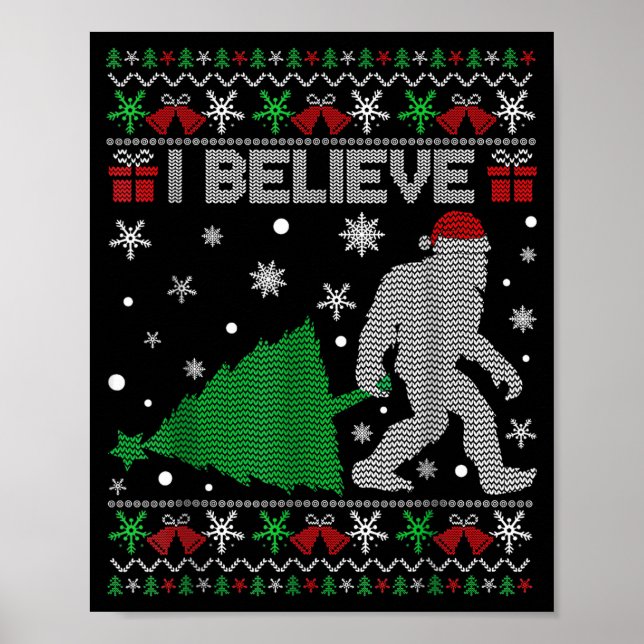Póster I Believe Big Foot Sasquatch Christmas  (Frente)