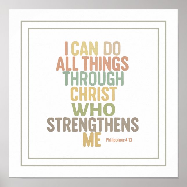 Póster I Can Do All Things Bible Verse Philippians 4:13 (Frente)