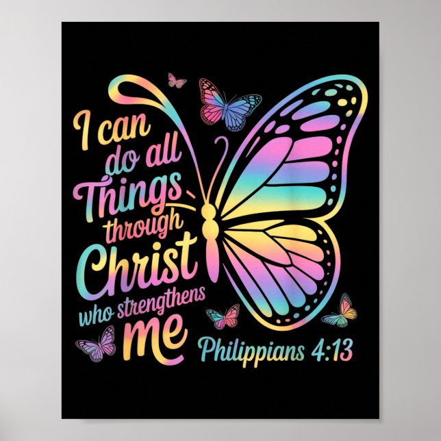 Póster I Can Do All Things Through Christ Butterfly Bible (Frente)