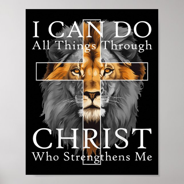 Póster I Can Do All Things Through Christ Christian Lion  (Frente)