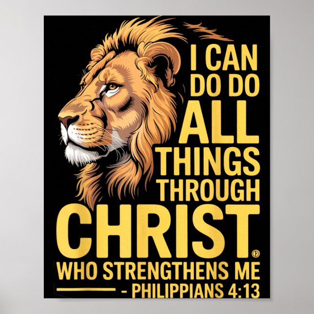 Póster I Can Do All Things Through Christ, Cross Lino Chr (Frente)